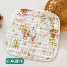 六層泡泡紗新生兒紗布口水巾兒童小毛巾寶寶洗臉巾洗手帕嬰兒方巾, 1個, 1個裝, 小兔豐收-方巾【30*30cm】:如圖所示1391