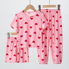 에이치제이 3pcs 키즈 잠옷 반팔 반바지 긴바지 사계절 어린이