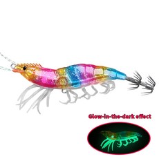 야광 리얼 새우에기 새우 미끼 리얼 새우에기 오도리 쉬림프 에기 닭새우 퍼플 심해 갑오징어 쭈꾸미 한치 3개입 80mm10.4g, 색깔 001, 3개, 10.4g