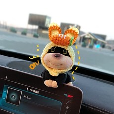 汽車中控臺屏幕擺件 2025新款蜜蜂狗 車內裝飾 車載毛絨玩偶公仔禮物 可愛造型 毛絨材質, 蜜蜂狗3號