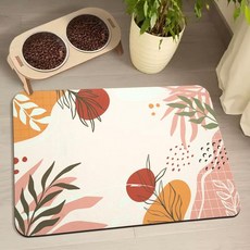 바닥용 강아지 사료 매트 방수 고양이 물그릇 매트 반려동물 사료 흡수 플레이스 매트 보헤미아 30.5 x 50.8cm(12 x 20인치), 주황색