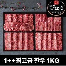 1++ 마장동 명품 한우 투뿔 600g 1.2kg 800g 모듬세트 구이용 세트, 1++ 한우 모듬 1kg HHUMO10, 1kg, 1개