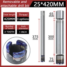 맷돌 철근 콘크리트 용 다이아몬드 코어 드릴 비트 25-400mm 분할 M22 T32 1 1/4UNC 총 길이 펀칭 구멍, 27 25MM, 01 420mm, 02 M22 Thread, 1개