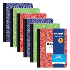 Oxford 작문 노트 6팩 다양한 커버 색상 넓은 유선 종이 24.1 x 19.1cm(9-3/4 7-1/2인치) 학교 저널 대리석 커버 책 당 100장 (6376, Oxford 작문 노트, 6팩, 다양한 커버 색상, 넓