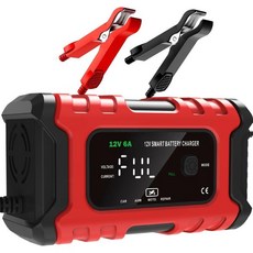 자동차 배터리 충전기 12V 6A 스마트 트리클 유지보수기 디설퍼레이터 온도 보상 기능 포함 차량 트럭 오토바이 잔디 깎이 해양 납산, 자동차 배터리 충전기, 12V 6A 스마트 트리클 유지