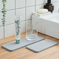 아르앤유 규조토 욕실 홈파인 트레이 2종 세트, 그레이, 1세트