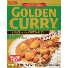 S & B 골든 미디엄 핫 커리 8.1온스 브라운 S & B Curry Golden Retort Medium Hot 8.1 Ounce, N/A, 1개, 230g