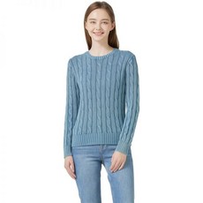 리디아 바인 여성 수피마코튼 빅케이블 스웨터 - 워싱인디고 252558