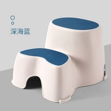 兒童踩腳踏凳 寶寶洗臉刷牙輔助階梯凳, 深海藍 不可拆卸