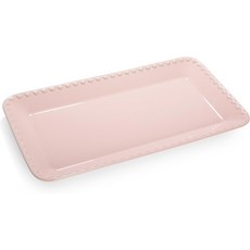 패리스 힐튼 직사각형 세라믹 석기 서빙 접시 트레이 엠보싱 하트 전자레인지 금고 15x8인치 핑크