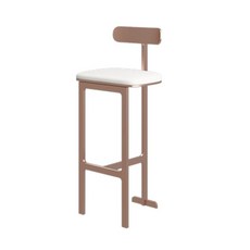 輕奢皮藝靠背吧台椅, 1個, 玫瑰金椅座高75高