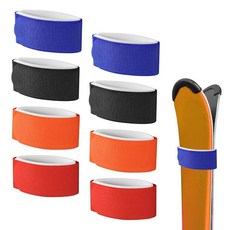 스키 패스너 스트랩 8개 조절 가능한 랩 스노우 타이 폴 밴드 겨울 스포츠 액세서리 휴대를 위한 보호 패드 포함 선물 (레드 오렌지 블루 블랙) 212068