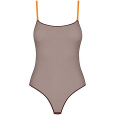 메종클로즈 코르 아 코르 콘트라스트 스트랩 메시 바디수트