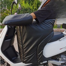 전기 자동차 윈드쉴드 커버 겨울철 오토바이 방한 보호 플리스 안감 두꺼운 PU 가죽 허리 오토바이 방한보호대 무릎 패드 따뜻한 배터리 오토바이 방한 방풍 커버 오토바이 전신방한, 허리보호 블랙 바람막이+손잡이 커버