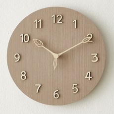 하루아홈 무소음 내추럴 리프우드 벽시계, 딥브라운