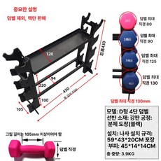 아령 거치대 미니 홈짐 접이식 덤벨렉 정리대 보관대, D형 4단 덤벨 랙, 1개, 1000g
