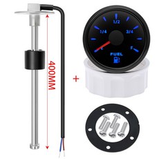 차량 연료 게이지 백라이트 요트 탱크 해양 자동차 190 표시기용 24V ohm 레벨 0 색 12V 보트 7 52mm, with 400mm sensor, 1개