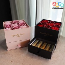 서랍형 보관함 비누꽃 세트 2종 감사 선물용 장식 소품 어버이날 스승의날 행사용, 1. 블랙, 1개
