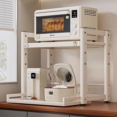 FONOW 전자레인지선반 높이 조절 가능한 다기능 주방 수납장, 2단, 흰색