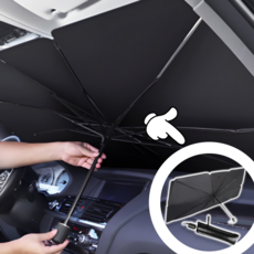 유마트 자동차 원터치 우산 자외선차단 앞유리 햇빛가리개 블랙 대형, 1개