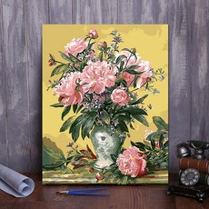 유화그리기 화사한꽃담은 플라워화병 정물풍경 감성유화 채색, 1세트
