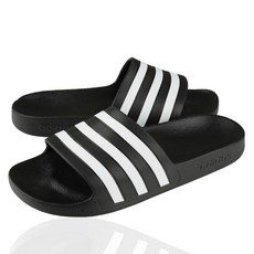 adidas 愛迪達 中性款三線拖鞋+口罩, 265, 黑,白