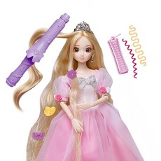 安麗莉夢幻長髮公主(附捲髮工具組) 長髮公主 巴比娃娃 美髮遊戲, 1個, 粉紅色