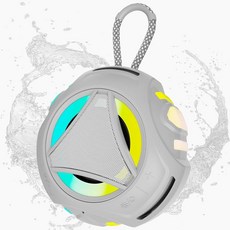 LUKADER IPX7 방수 블루투스 스피커 녹색, LUKADER 조명이 있는 미니 블루투스 샤워 스피커,, Gray