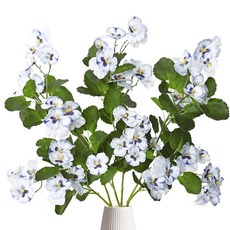 ECLATIS MEIVINES 조화 3피스 팬지 꽃 가짜 실크 현실적인 인조 장식용 봄 식물 꽃병 가정 실내 웨딩 부케 테이블 장식 화이트 3개 289150