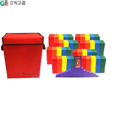 단체게임용 무지개 원목 도미노 블럭장난감 400p 세트 교구 블록놀이 창의력 인내심, 1개