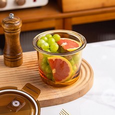 玻璃湯碗 飯盒 便攜密封 燕麥杯 加厚 耐高溫, 1個, 2衹裝 密封圓罐-750ml, N/A