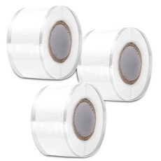 실리콘 자기 융착 방수 절연 전기 무점착 테이프 25mm x 1.5M 3개세트, 흰색, 1개