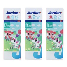 Jordan兒童牙膏-草莓口味 (0-5歲)乳牙專用牙膏, 75g, 3個