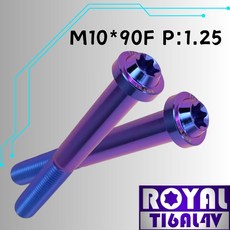 ROYAL M10*90F P:1.25 飛碟頭型螺絲 64鈦/鈦合金螺絲 幻彩藍, 1個