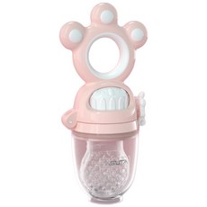 【台灣現貨】MISUTA推進式咬咬樂 嬰兒推進式輔食器 寶寶果汁咬咬樂 嬰兒果蔬咬咬樂 輔食咬咬袋 推進式硅膠咬咬樂, 粉色, 1套