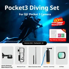 DJI OSMO Pocket 3 방수 케이스 45M 수중 다이빙 하우징 커버 셀카봉 플로트 로드 UV 체스트 스트랩 액세서, 12 dive case kit 8