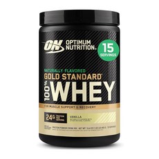 Optimum Nutrition 골드 스탠다드 100% 웨이 프로틴 파우더, 1파운드 (1팩), 바닐라, 450g, 1개