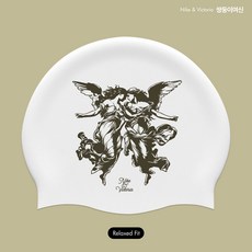 오호라스튜디오 링클 실리콘 수영모자, 1개, 쌍둥이여신 화이트카키