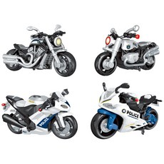 토이즈데이 4D 출동! 경찰 오토바이 프라모델 만들기 키트 4종, 1세트