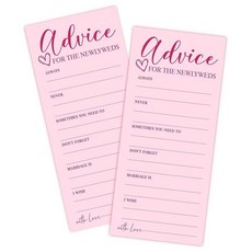 해외 Heiyihe 10.2 x 22.9cm4 9인치 웨딩 샤워 게임 카드 Would She Rather 25명의 손님을 위한 핑크 브라이덜 약혼 파티 용품 장식-A02 미국매, Adrice for the Newlyweds.