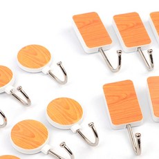 나무 문 우드 나무결 무늬 재질 행거 후크 미니 고리 방문 옷걸이, 1개, 원형