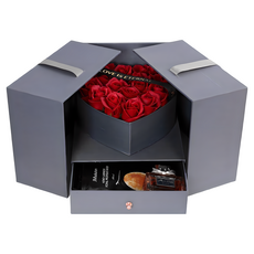 ʚ ɞGIFTME5台灣現貨 心型香皂花盒 抽屜盒 收納盒 情人節禮物 生日禮物 香皂花禮盒, 紅色, 1個