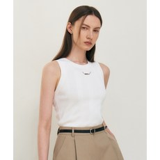 ARTID 로고 포인트 슬리브리스 니트 탑_WHITE