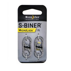 NITE IZE S-Biner 迷你帶鎖S型雙面金屬扣環 (不鏽鋼色), 1個