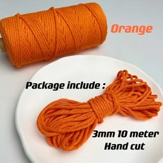 3mm 11 야드 35 색상 옵션 Macrame 코드 코튼 로프 4 플라이 트위스트 Macrame 스레드 Macrame 용품 DIY 공, 01 3mm 10Meters, 05 Orange