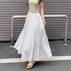 탑트레일 프렌치 셔링 A라인 롱스커트 캐주얼스커트 체형커버스커트 여름스커트 편한스커트