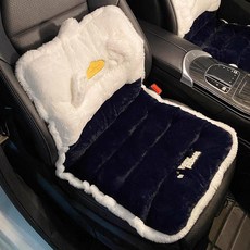 汽車保暖坐墊秋冬季毛絨加絨增高座椅加熱座墊子女士四季通用, 1個, 企鹅腰靠坐墊一體【單個】