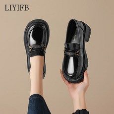 LIYIFB 소가죽 여성 통굽 로퍼 5cm 발편한 키높이 구두