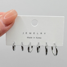 써지컬스틸 316L 원터치 링 귀걸이 3종 세트 (2size) 6mm 8mm 10mm 12mm