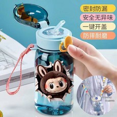 LABUBU 可愛兔兔造型吸管水壺 附掛繩 外出攜帶方便, 1隻, 1個, 400ml